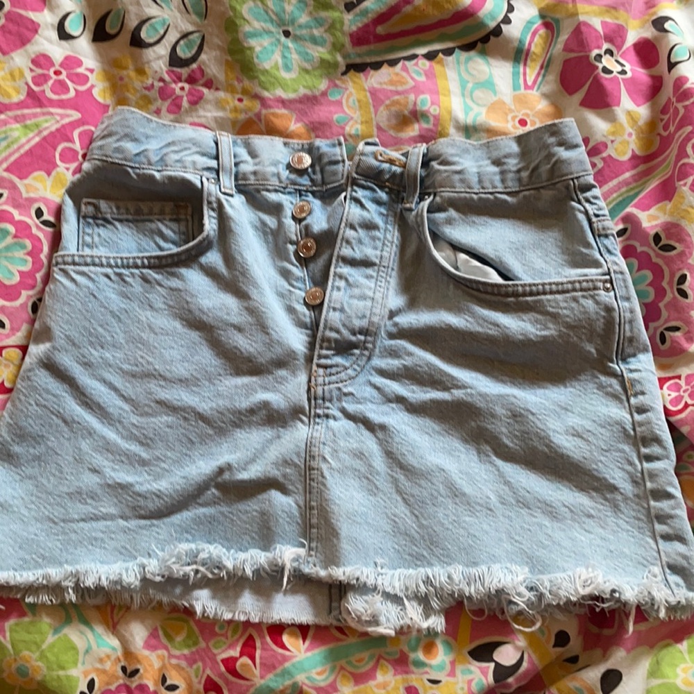 High waisted jean skirt